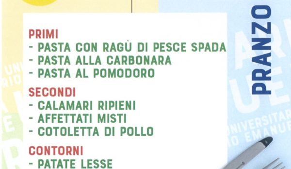 Menù V. Emanuele per venerdi 1 nov e sabato 2 nov 2019