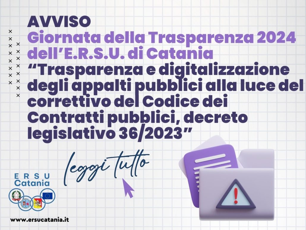 AVVISO Oggetto: Giornata della Trasparenza 2024 dell’E.R.S.U. di ...